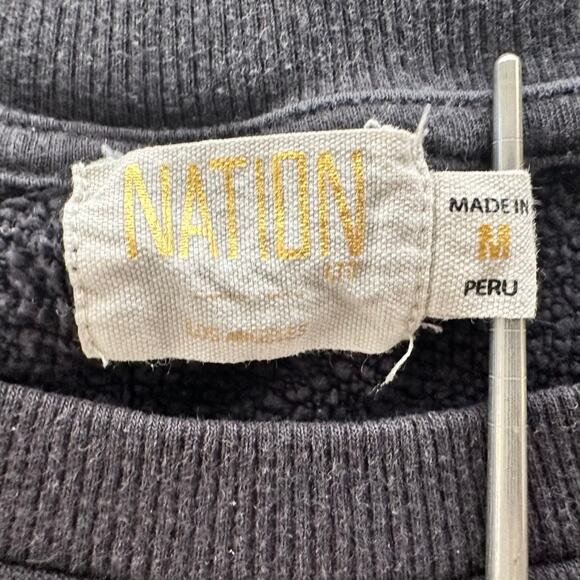 Nation ltd Gisela Sweatshirt Black Size Medium Crewneck Puff Shoulder - Picture 5 of 9